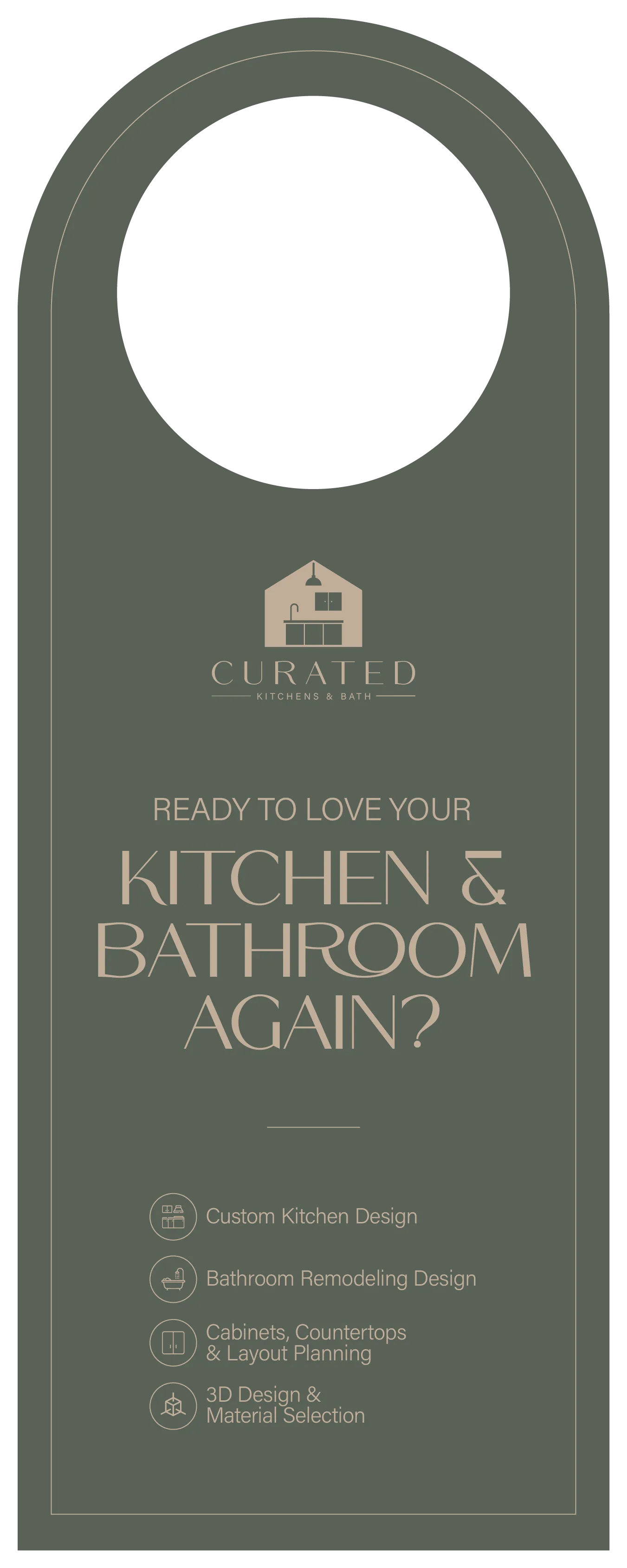 Curated Kitchens & Bath door hanger