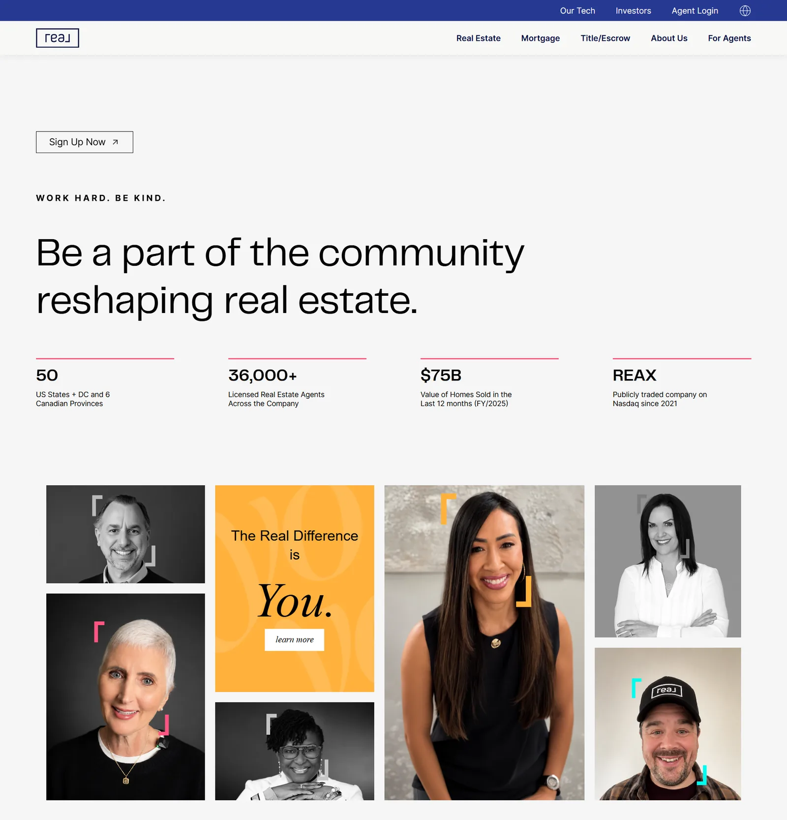 Join Real desktop homepage: Be a part of the community reshaping real estate