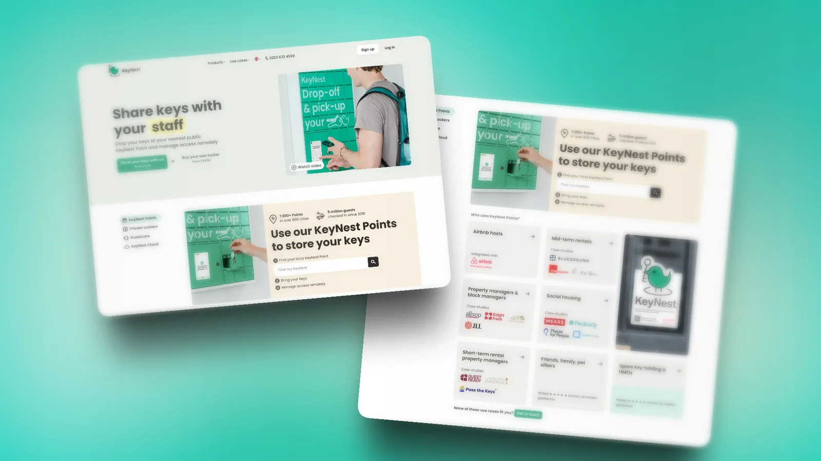 KeyNest homepage and KeyNest Points page on desktop