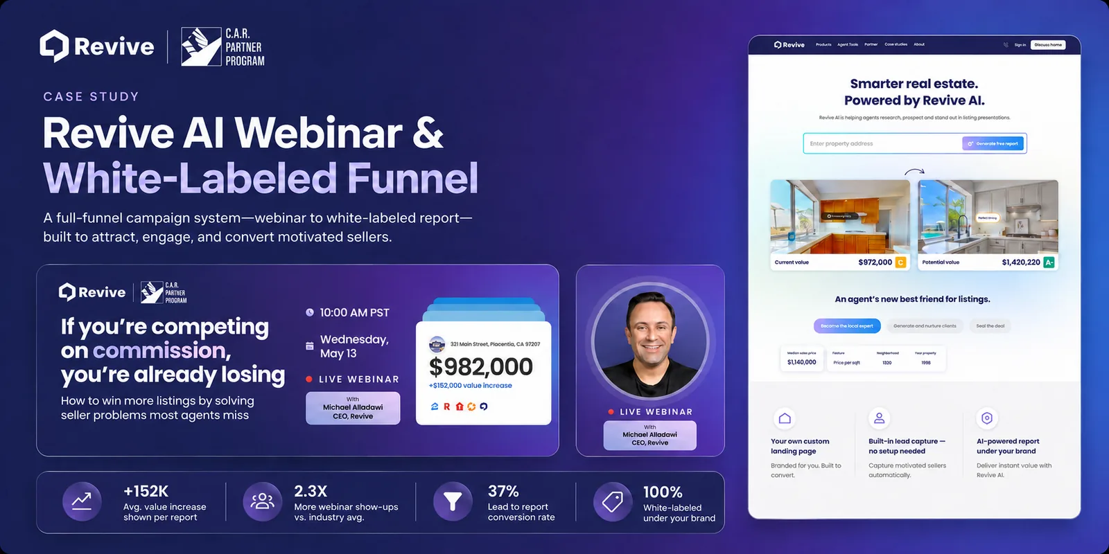 Revive AI webinar and white-labeled funnel for agents